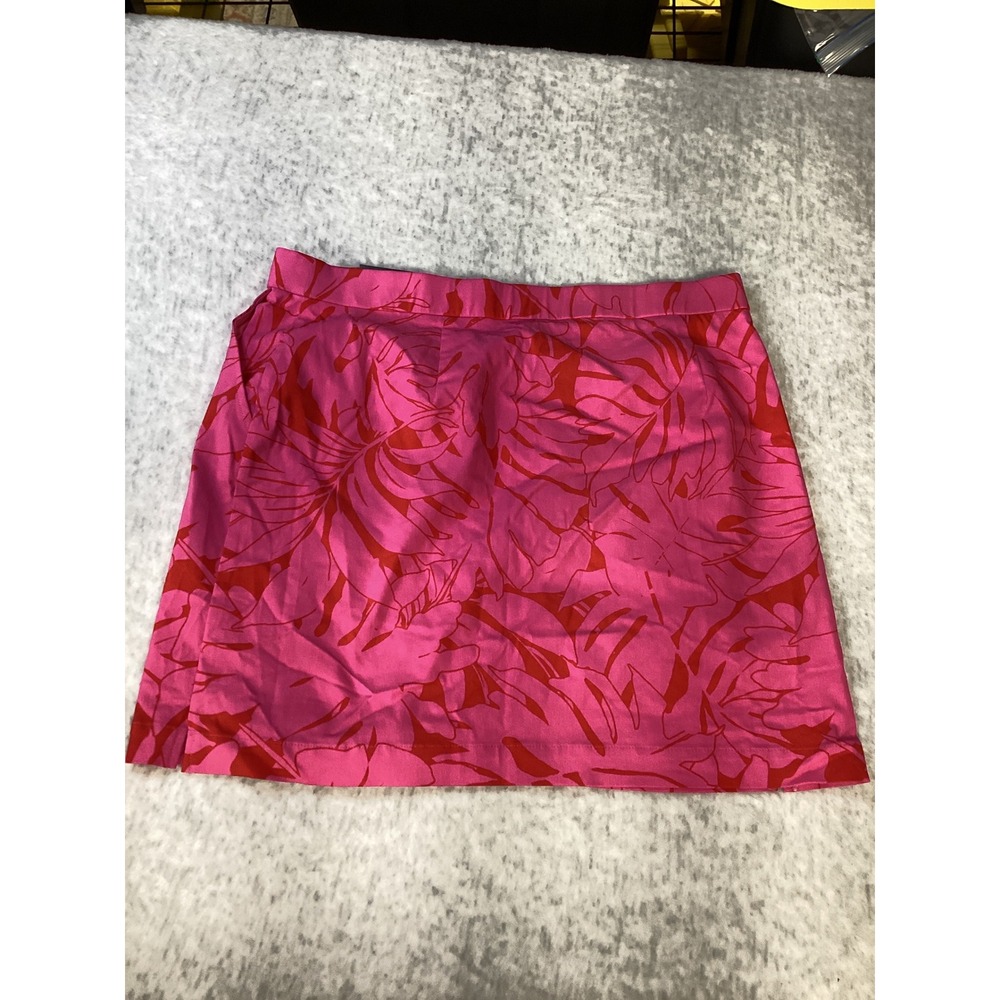 Rafaella Womens Tropical Leaf Print Skort Carmine Rose Pink XL RSBSE105